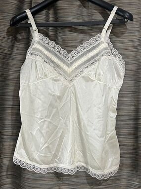 Ivory Satin Lace Trim Camisole Size M